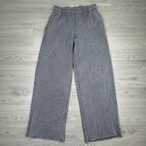 Ruby & Jewell Women's Sweatpants Wide Leg Fleece Gray Small Acid Wash Loungewear